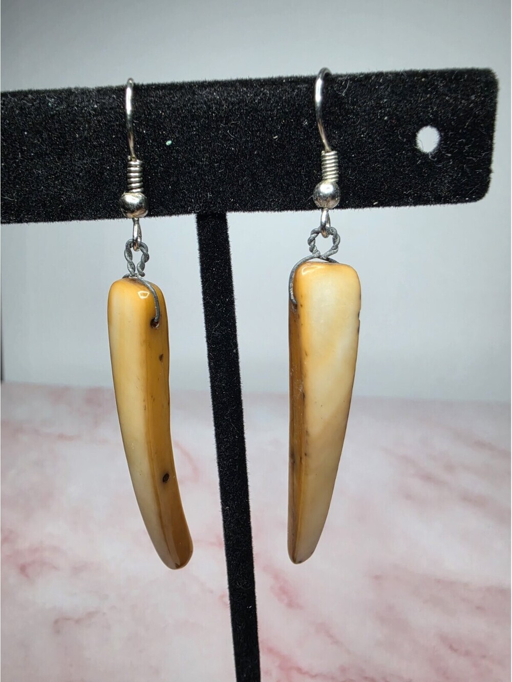 Handmade Elk Tooth Drop Dangle Earrings Western Boho
